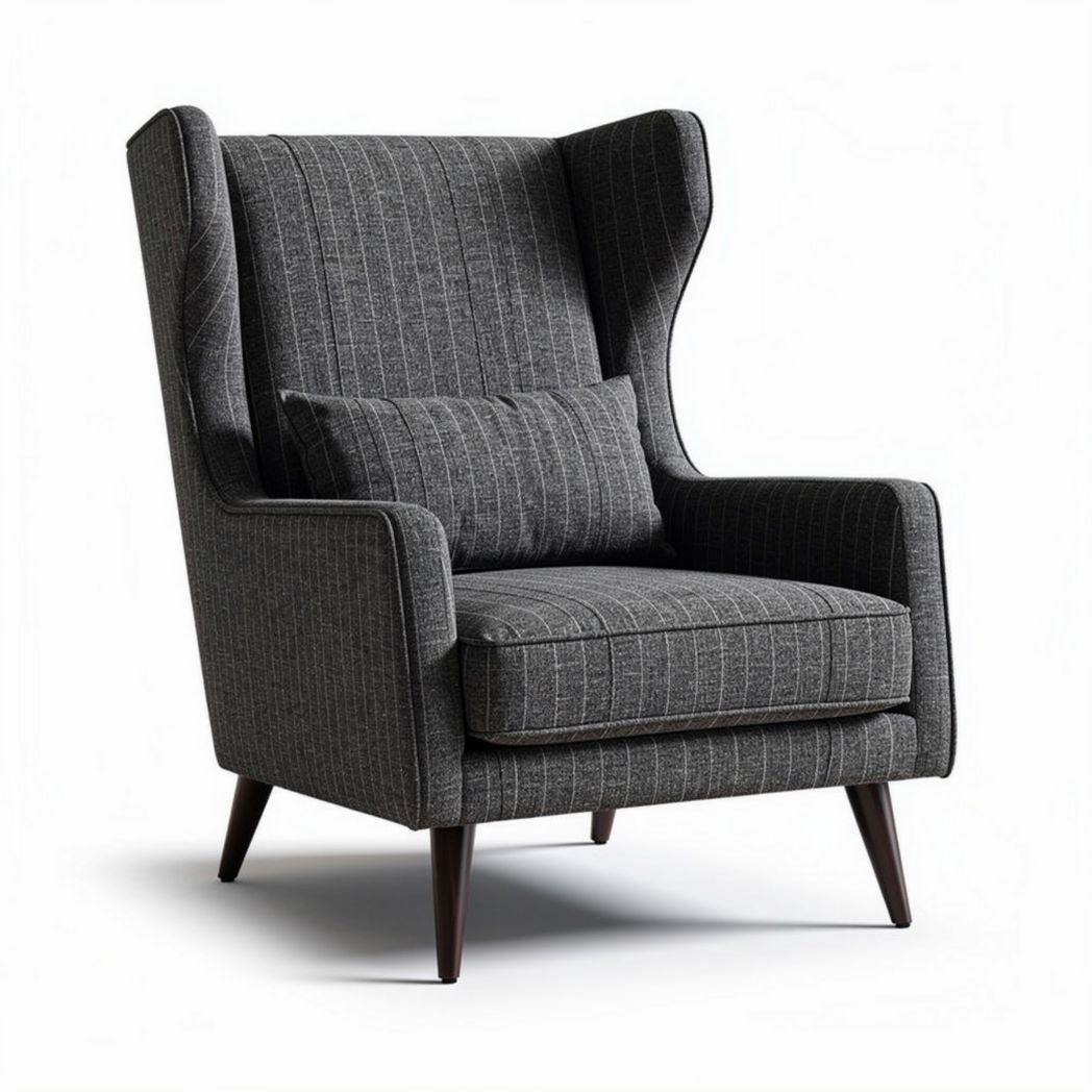 Fauteuil en tissu gris avec accoudoirs hauts et coussin intégré 80 x 80 x 100cm