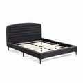 Lit en tissu noir avec sommier en bois dimensions 200 x 160 x 100cm
