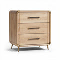 Commode en bois clair avec trois tiroirs 60 x 40 x 70cm finition dorée