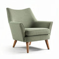 Fauteuil vert clair en tissu avec pieds en bois dimensions 80 x 80 x 90cm
