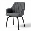 Chaise avec accoudoirs en tissu gris et structure en métal noir 55 x 60 x 80cm
