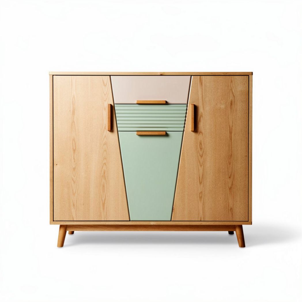 Buffet en bois avec portes en couleurs pastel dimensions 90 x 40 x 80cm