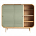 Meuble de rangement en bois avec portes coulissantes vertes 120 x 40 x 85cm