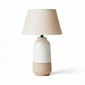 Lampe de table en céramique blanche et beige avec abat-jour en lin 25 x 25 x 45cm