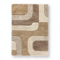 Tapis en peluche abstrait beige et marron 60 x 90 x 2cm pour intérieur