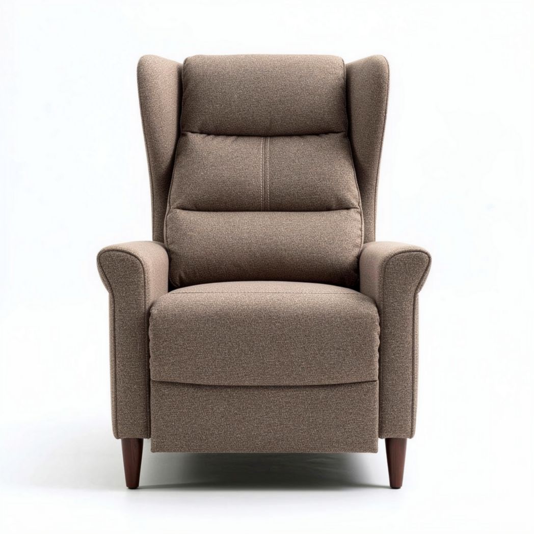 Fauteuil relax tissu beige avec accoudoirs et dimensions 90 x 85 x 100cm