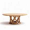Table ovale en bois naturel pour salle à manger dimensions 150 x 150 x 75cm