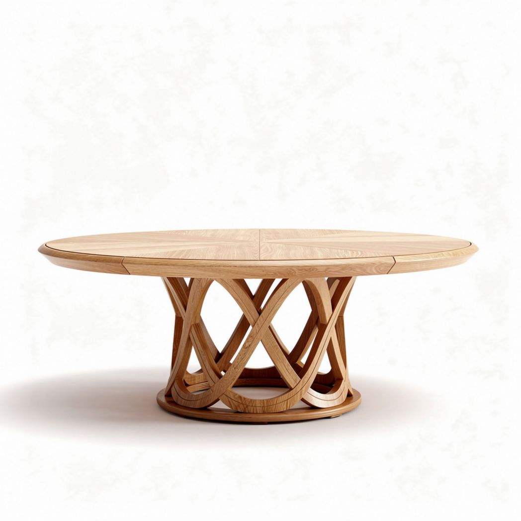 Table ovale en bois naturel pour salle à manger dimensions 150 x 150 x 75cm